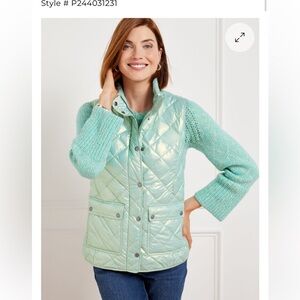TALBOT’S QUILTED DOWN PUFFER VEST - PEARLIZED SHEEN SNOWBOUND BLUE EXC COND XS